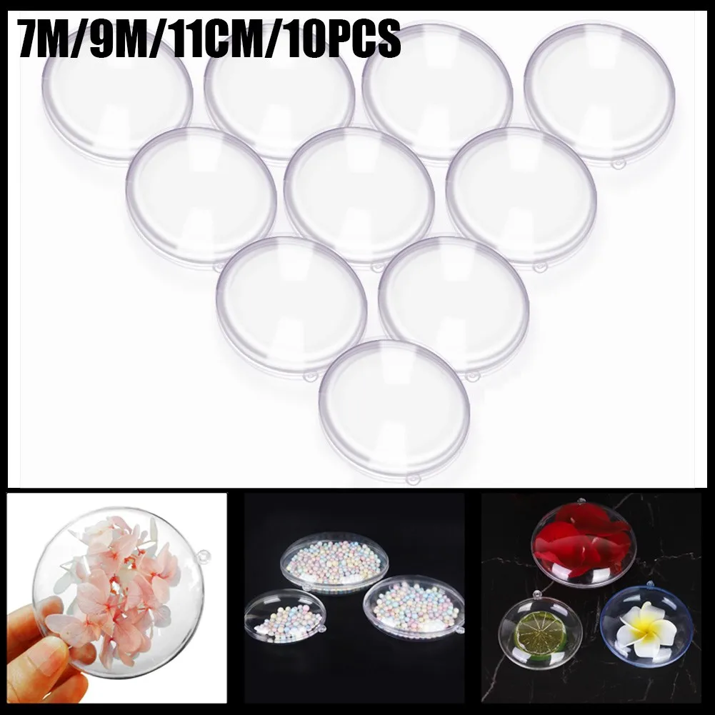 10Pcs Christmas Balls Plastic Clear Flat Ball Home Decor Wedding Candy Christmas Gifts Box 7-11cm Xmas Decoration 2023New