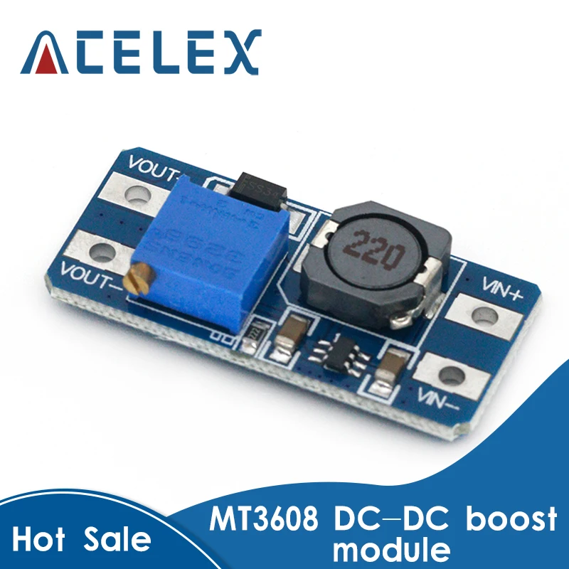 MT3608 DC-DC Step Up Converter Booster Power Supply Module Boost Step-up Board MAX output 28V 2A for arduino