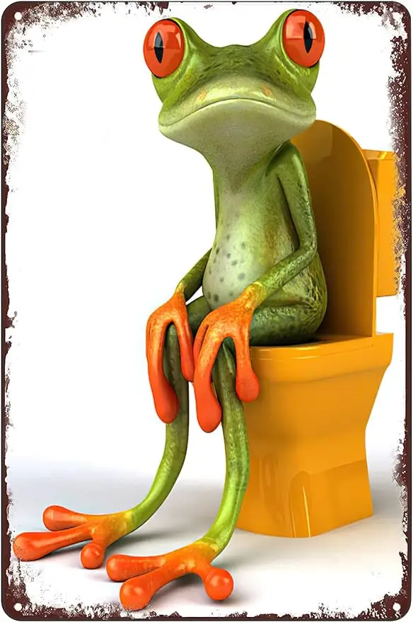 

Red Eyed Tree Frog Toilet Metal Tin Sign Poster Wall Art Decor Plaque for Home Bar Pub Cafe Hotel Bathroom 8x12 inch
