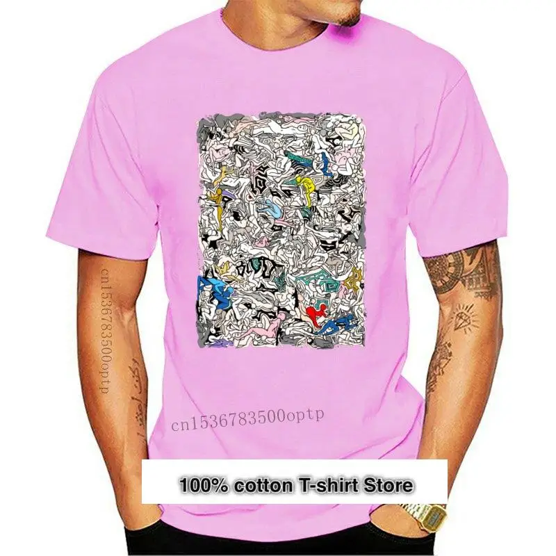 

Camiseta с принтом Камасутра любовь каракули для мужчин, 100 хлопок, веселая, неформальная, манга корта