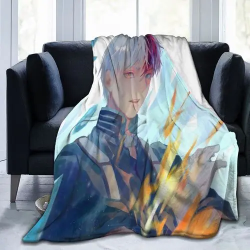 

Todoroki Shoto Blanket Flannel Textile Decor My Hero Academia Anime Manga Soft Cozy Throw Blankets for Bed Sofa Home Office