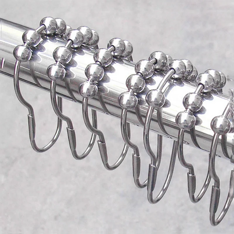 

10Pcs Stainless Steel Curtain Hooks Bath Rollerball Shower Curtains Hooks Glide Rings Convenient Home Bathroom Accessories