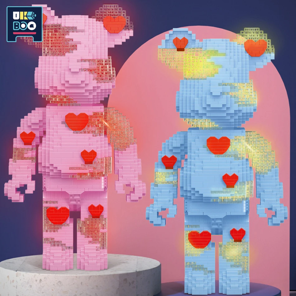 3470 шт. микрочастицы Bearbrick Love Bear Nano строительные блоки MOC мини животные модель микро алмазные кирпичи игрушки для детей