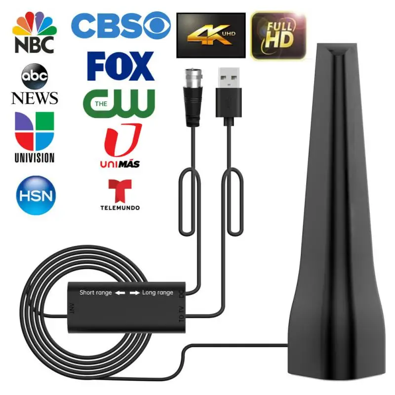 

Indoor Hdtv Amplified Signal 300 Miles Range 4k Signal-boosting Free Hd Channels Tv Signal Receiver Tv Antenna Mini 1080p 36 Dbi