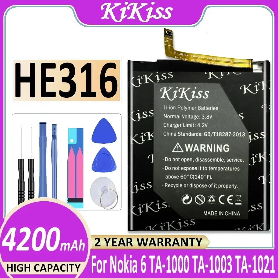 Аккумулятор HE316 4200 мАч для Nokia 6 N6 TA-1000 TA-1003 TA-1021 TA-1025 TA-1033 TA-1039 Batterij + номер
