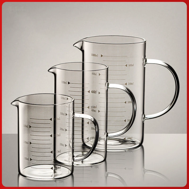 

YWDL Glass Measuring Cup With Handle High-Temperature Resistant Graduated Cup Multifunctional Baking Measuring Cup Milk Cup