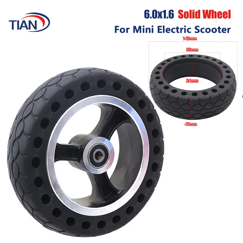 

Top Quality 6 Inch Solid Tire 6x1.6 Honeycomb Rubber Solid Tire with Hub for 6 Inch Electric Scooter Wheel Accessories