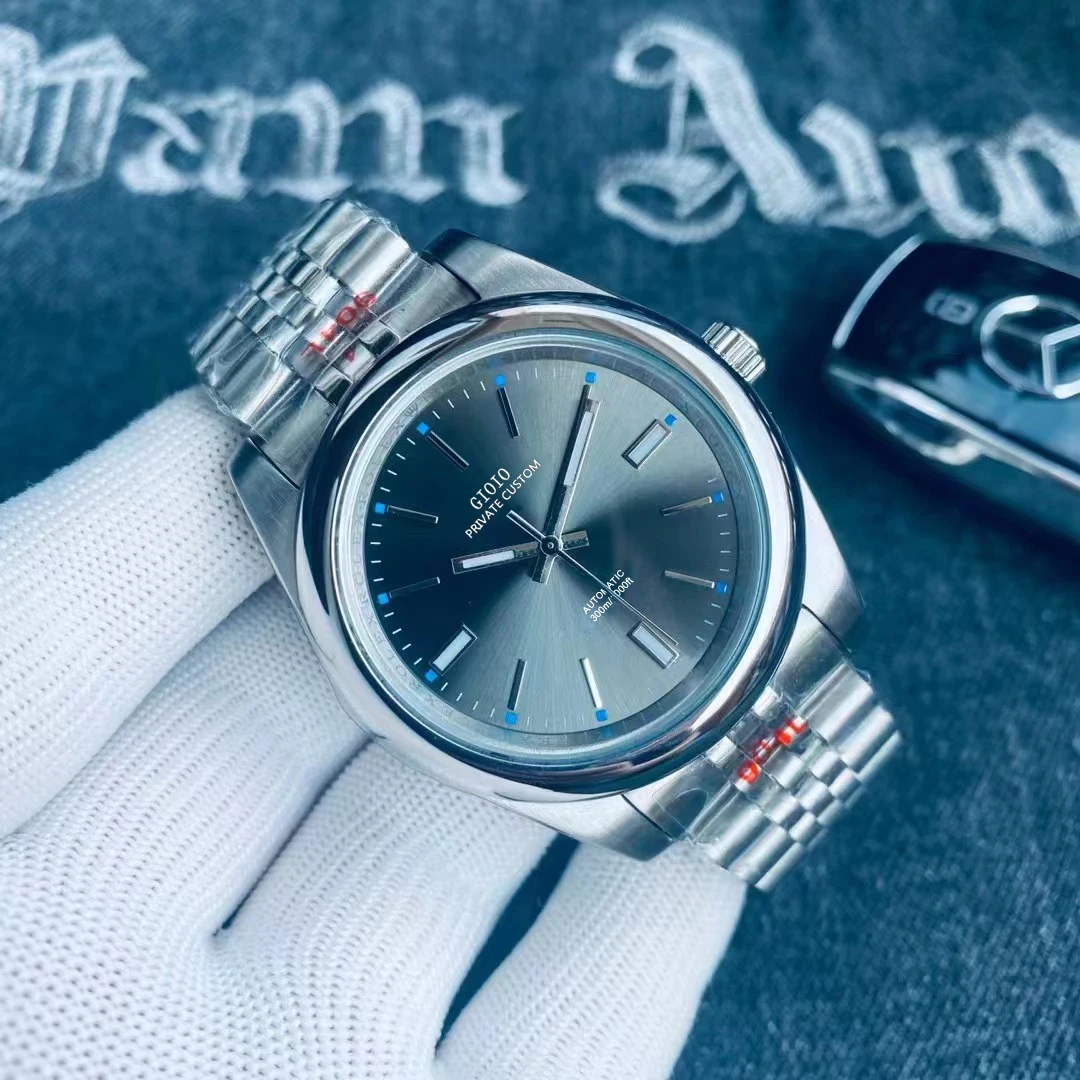 

Luxury Mens Automatic Mechanical Watch Sapphire Grey Blue Red Stainless Steel Green Luminous Calendar