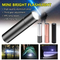 usb rechargable mini led flashlight 3 lighting mode waterproof torch zoomable high power edc portable linterna for night camping