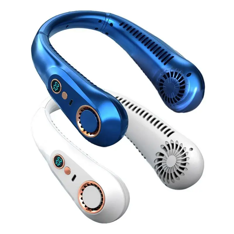 

Summer Cool Neck Fans Portable Leafless Cooling Fan Wearable Personal Travel Fan Hands-Free USB Powered Outdoor Indoor Use