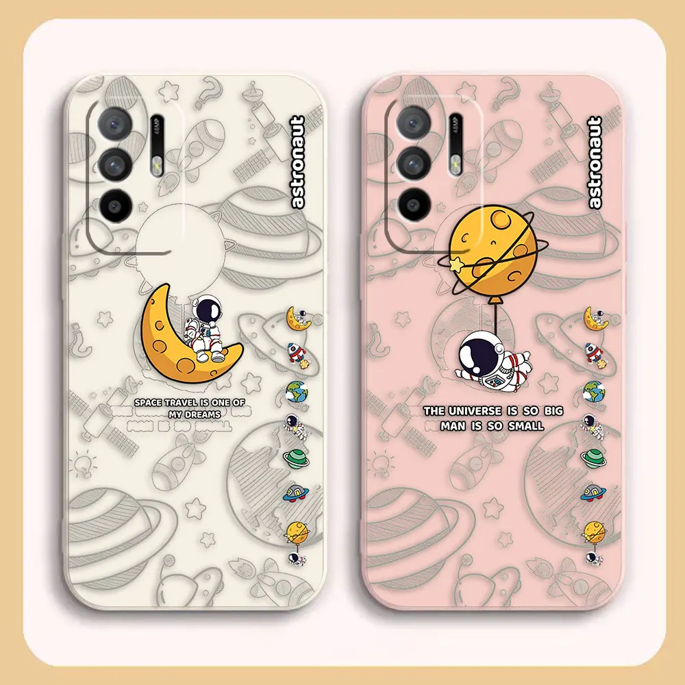 

Case For OPPO A52 A54 A55 A57 A59 A72 A73 A74 A91 A93 A92S A93S A94 A95 A96 4G 5G Case Funda Shell Cartoon Minimalist Astronaut