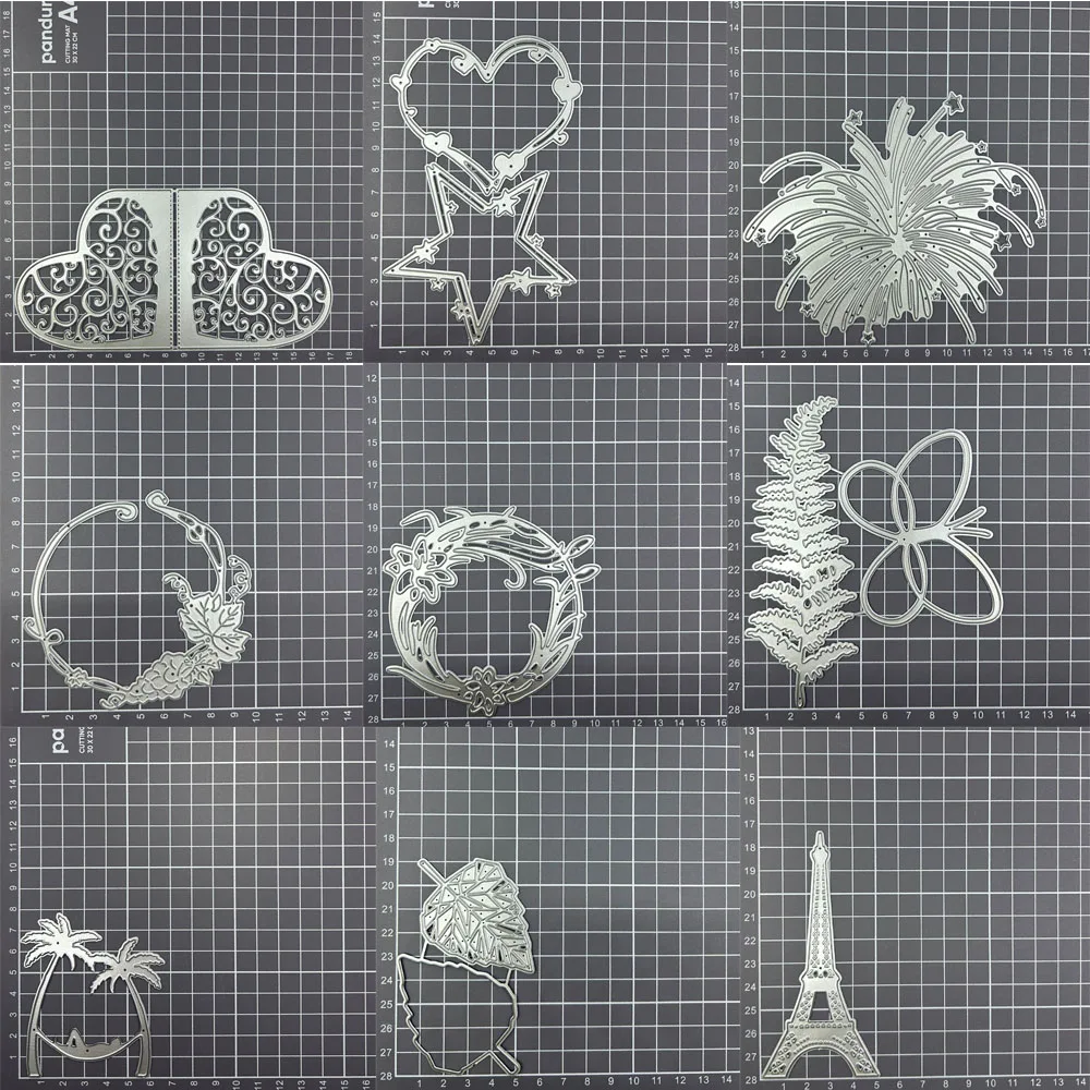 Набор Металлических Штампов Для Высечки - Узоры В Виде Звезды Сердца Дерева