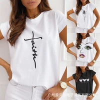 womens t shirt top summer fashion printed loose pullover t shirt womens casual short sleeve round neck t shirt