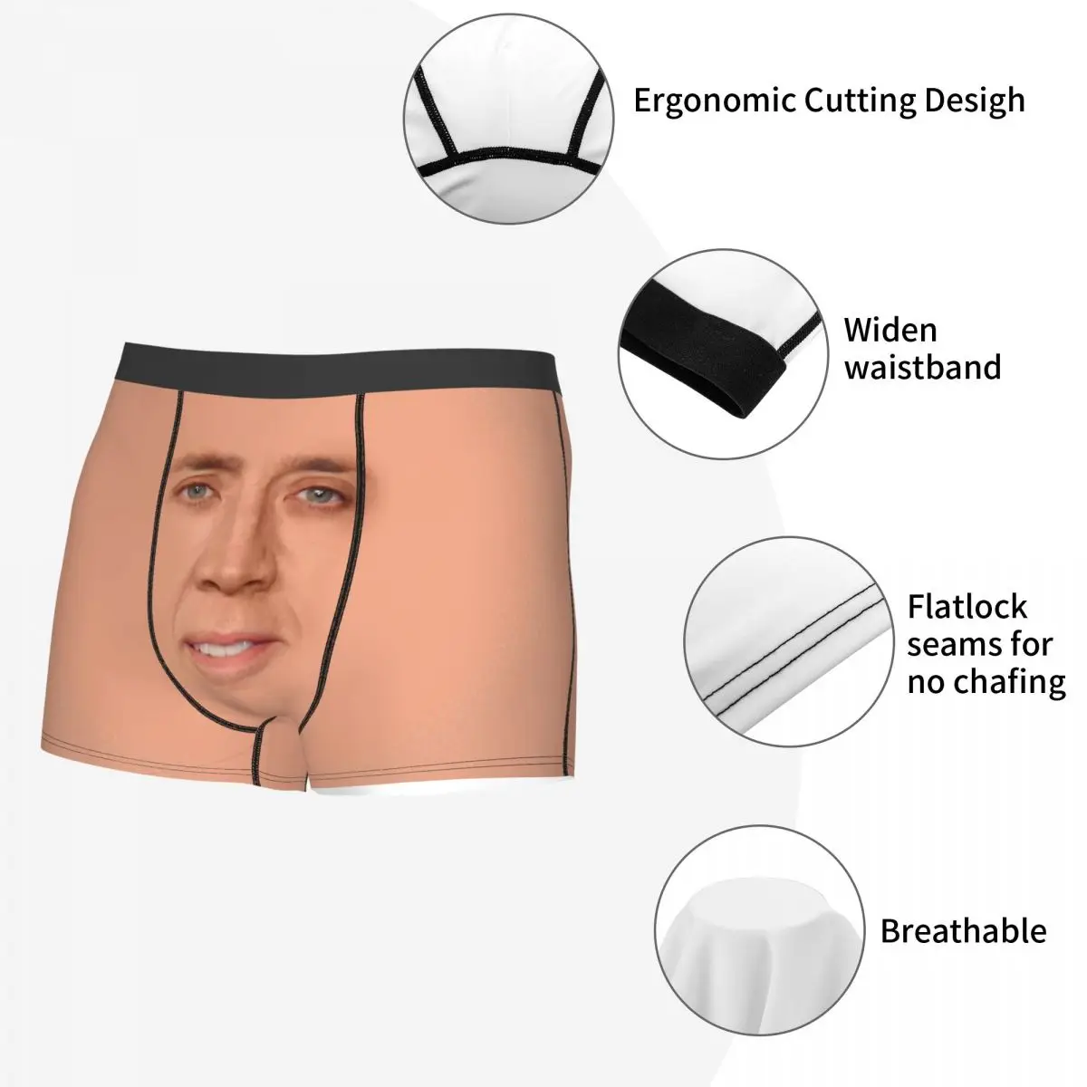 Humor Boxer Shorts Panties Man Nicolas Cage Face Underwear Soft Underpants for Male images - 4