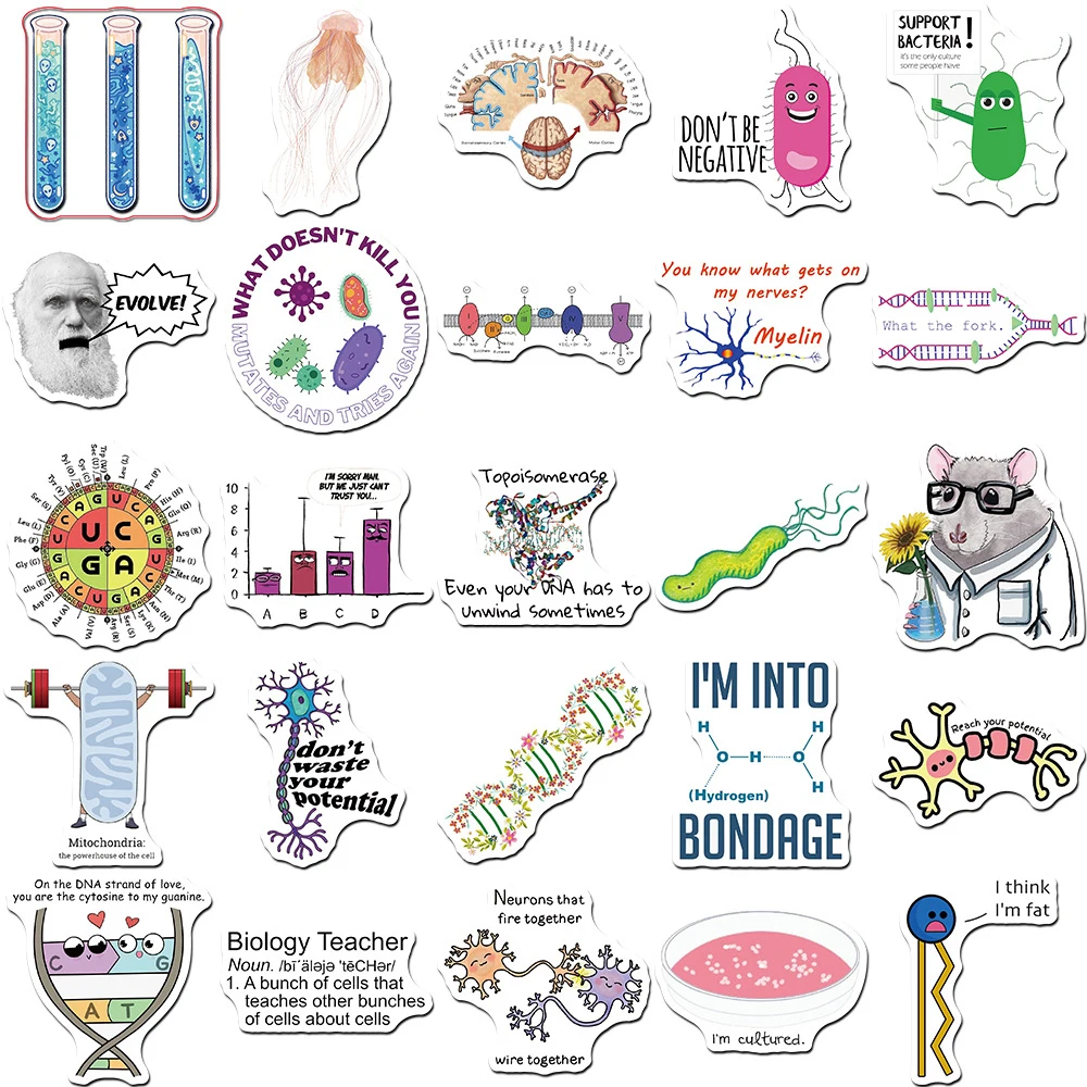 10/30/50/100 pièces biologie laboratoire Graffiti autocollants jouets éducatifs décalcomanie Scrapbooking bouteille d⟪u autocollant pour