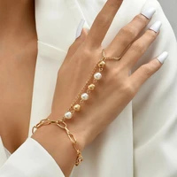 vintage pearl star moon pendant chain bracelet link connected wide finger ring bracelets for women 2022 trend party jewelry gift
