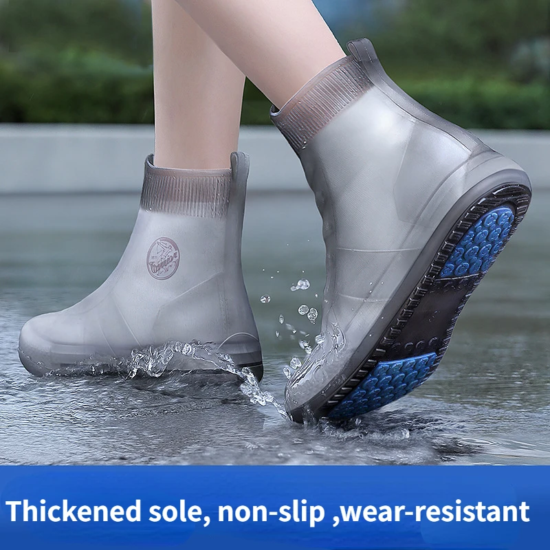 

Rain Boots Cover Silicone Rain Boots Waterproof Shoe Cover Kids Adult Rainy Day Outdoor Rain Boots High Tube Thickened Non-slip