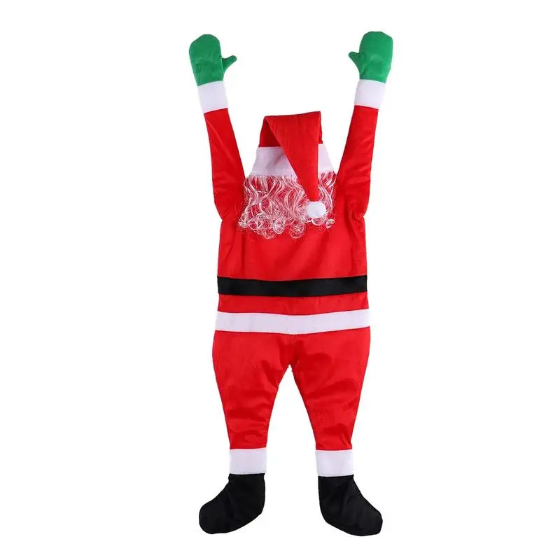 

Santa Claus Hanging From Roof Wall Climbing Santa Claus Suit Flannel Christmas Indoor Outdoor Decoration From Roof Gutters Eaves