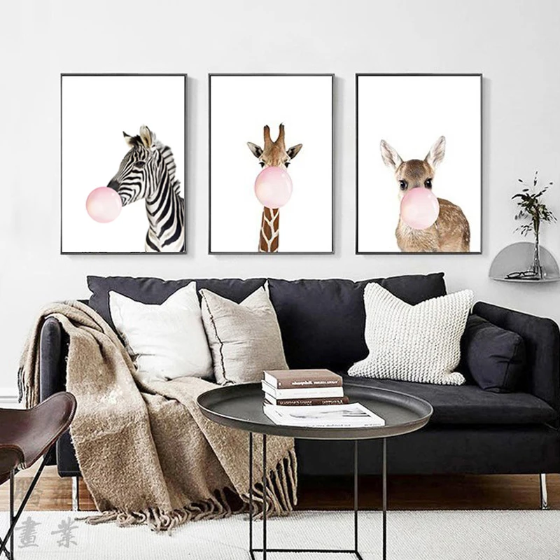 Kawaii Animal zebra Скандинавская Картина на холсте художественный печатный плакат
