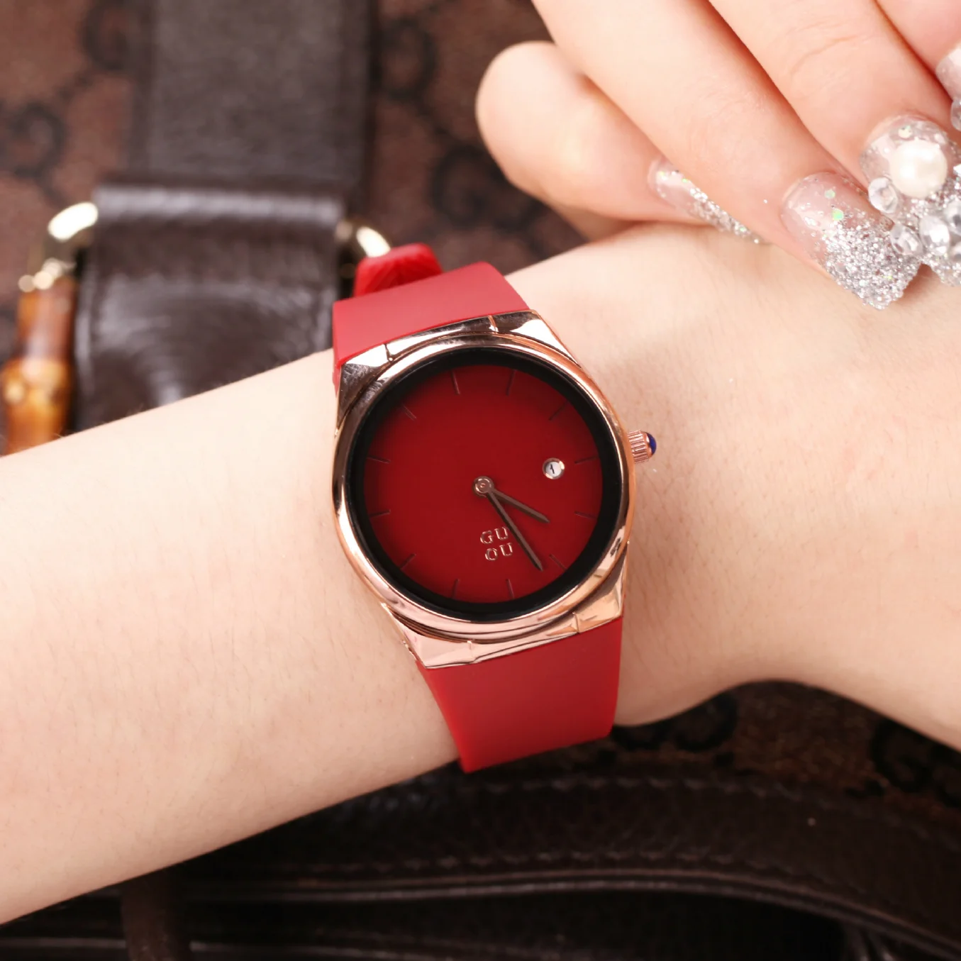 

2018 Fashion Women Top GUOU Brand Luxury Fashion Silicone Strap Date Casual Quartz Lovers Sport relojes mujer Girl Dress Clock