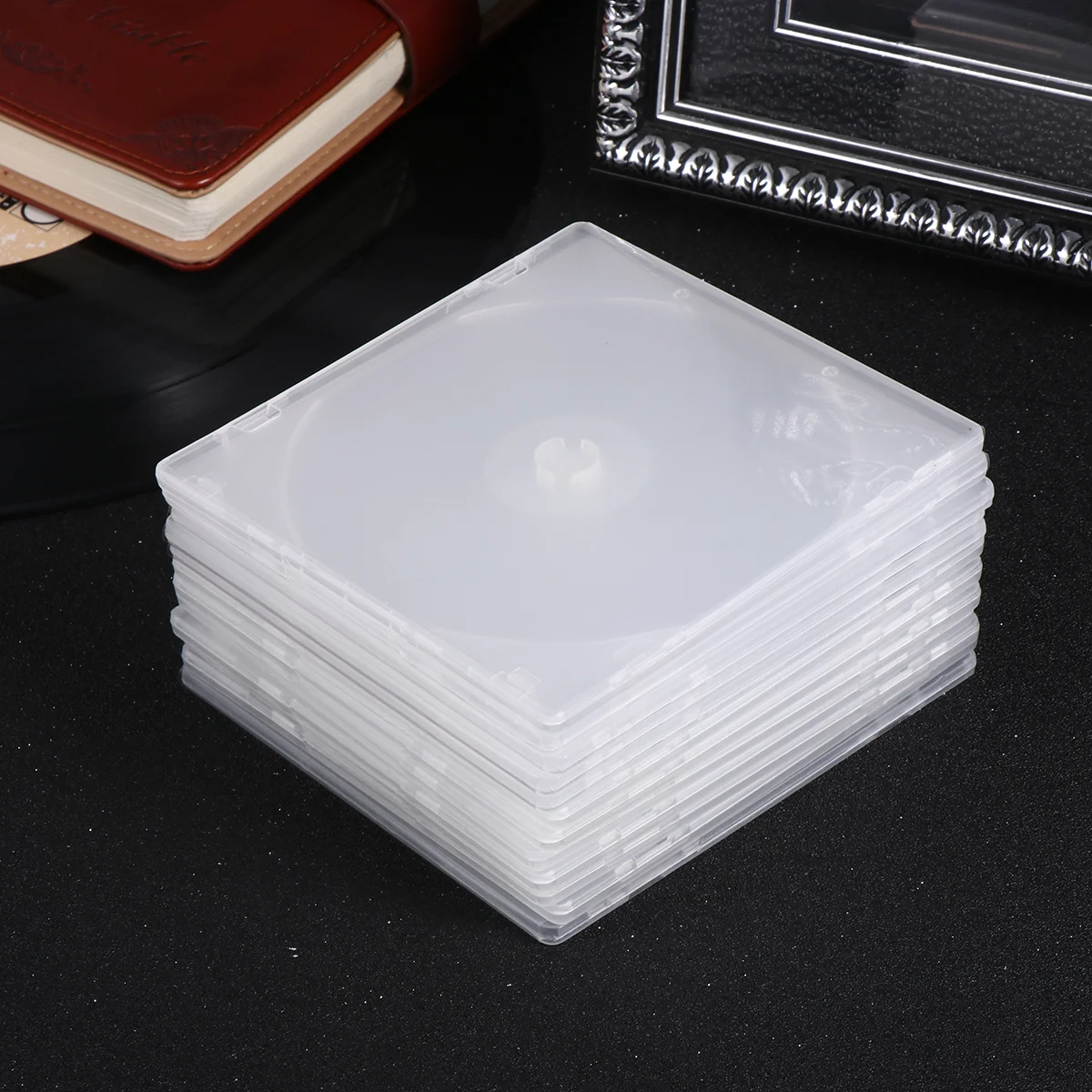 

12- pack Single& Cases Thin Thickness Replacement Cases with Clear Wrap Around Sleeve for Home Cinema, White Cd racks