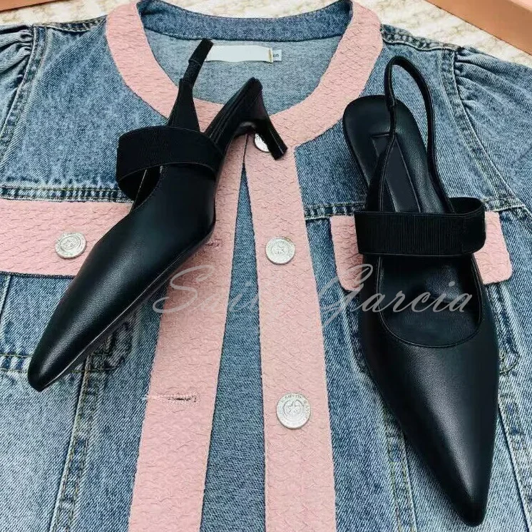 Босоножки Baotou женские с острым носком кожаные туфли-лодочки на тонком высоком