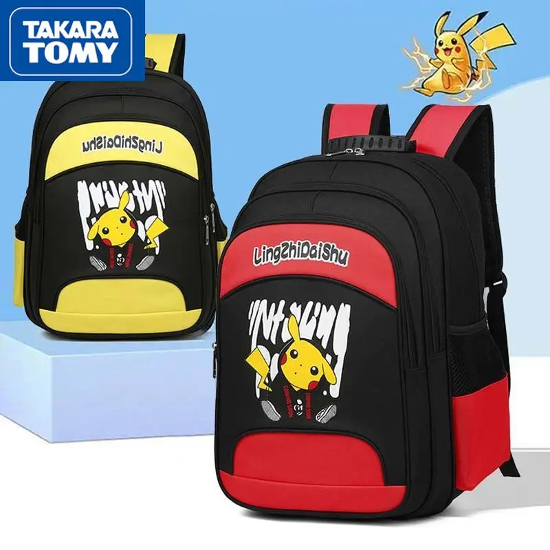 

TAKARA TOMY New Pikachu Primary School Students Large-capacity Oxford Spinning Waterproof Backpack Boys Cute Cartoon School Bag