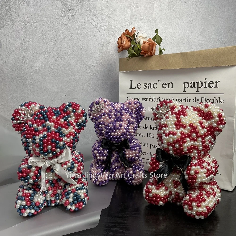 

2022 New 25cm Mixed color Pearl Bear Creative Birthday Gifts For Kids or Grilfriend Handmade Foam Teddy Bear Valentine's Day