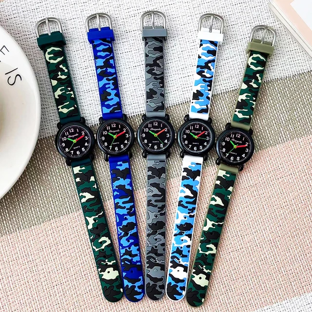 summer boys girls fashion camouflage silicone strap quartz watches children kids students digital cool waterproof clocks 4