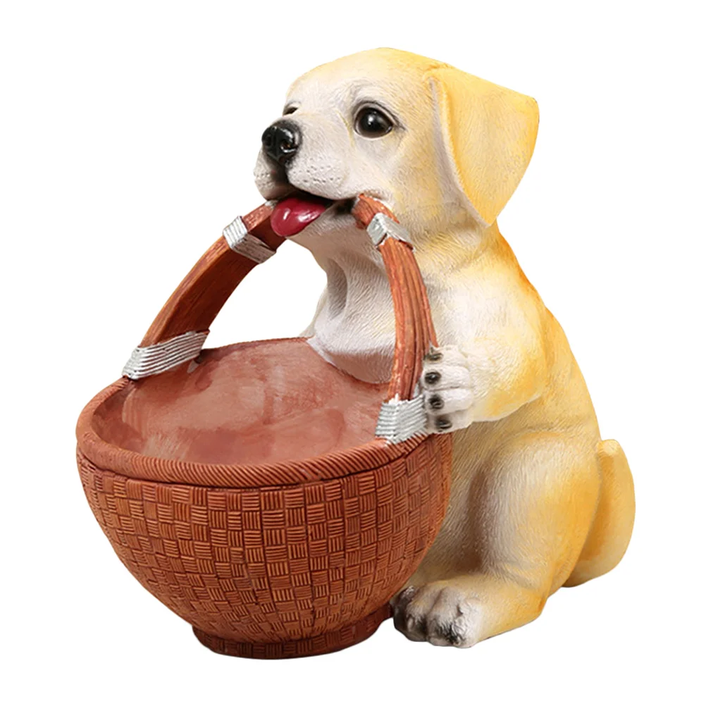 

Dog Shaped Storage Basket Resin Dog Figurine Porch Key Holder Candy Storage Basket