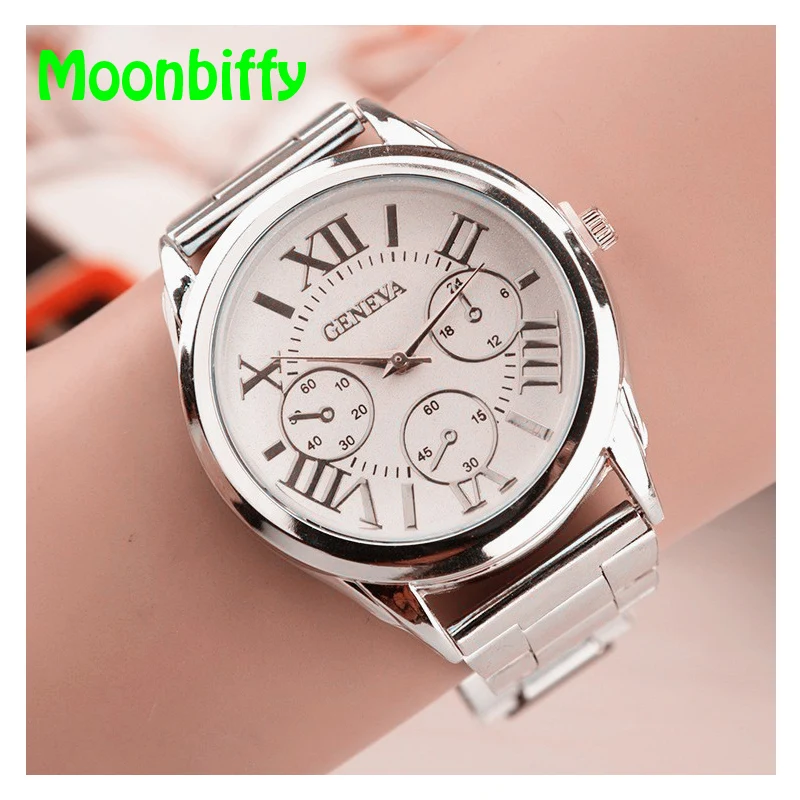 

New Brand 3 Eyes Silver Moonbiffy Casual Quartz Watch Women Stainless Steel Dress Watches Relogio Feminino Ladies Clock Hot Sale