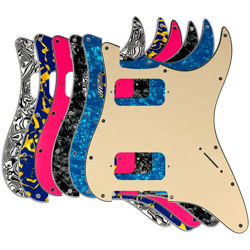 

Pleroo 11 Screw Hole Guitar Pickguard For USA/Mexico Fender Strat St HH Humbuckers Pickups Scratch Plate NO Control Punch Holes