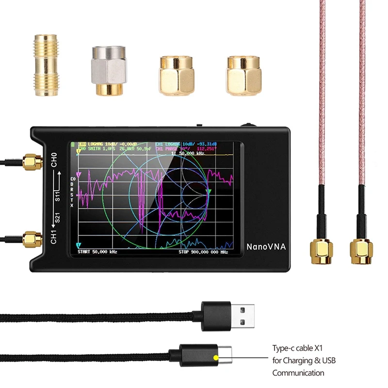 

4-дюймовый ЖК-дисплей Nanovna-H4 50Khz-1.5 ГГц экранный Векторный анализатор веб-сети антенный анализатор коротких волн USB 5 В 200 мА