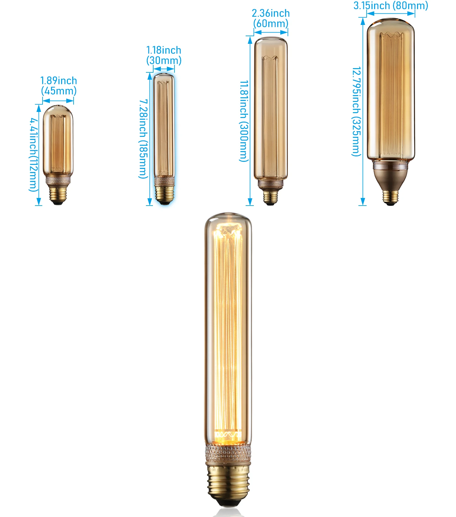 2 шт. трубчатые декоративные лампы Эдисона 3 Вт T10