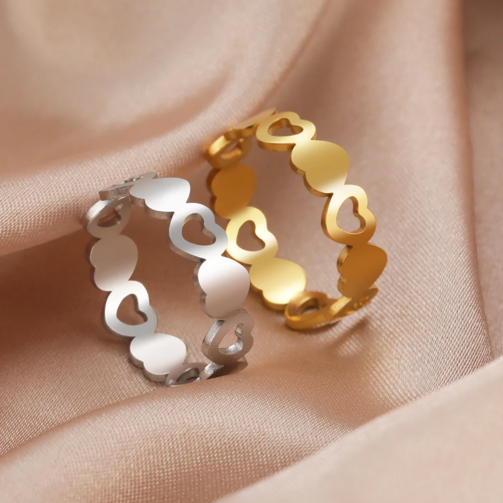 Teamer эстетическое Сердце Открытое кольцо для женщин золотой цвет богемы из