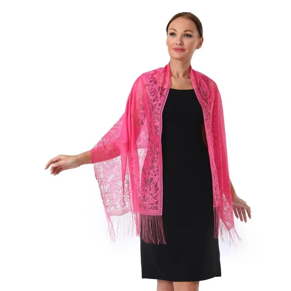 Плащ с кисточкой кружевная шаль полая однотонная свадебная тюлевая для косплея