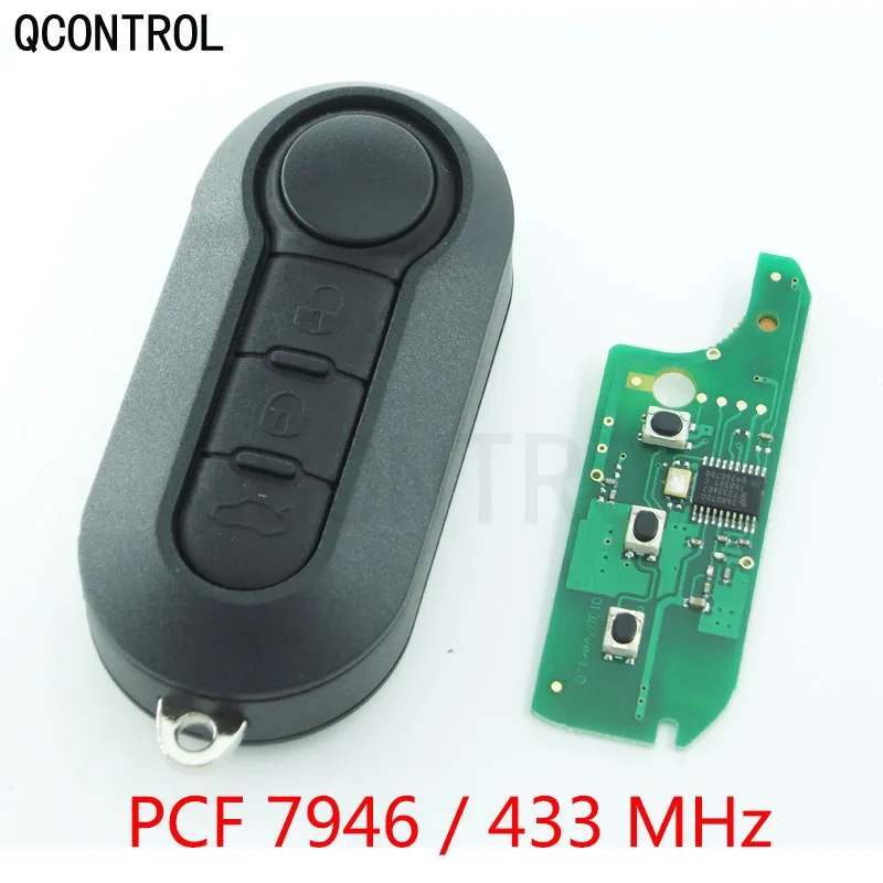 

QCONTROL Car Remote Key 433 MHz Suit for FIAT 500 Doblo Fiorino Grande Punto Evo Qubo PCF7946 Chip 433 MHz