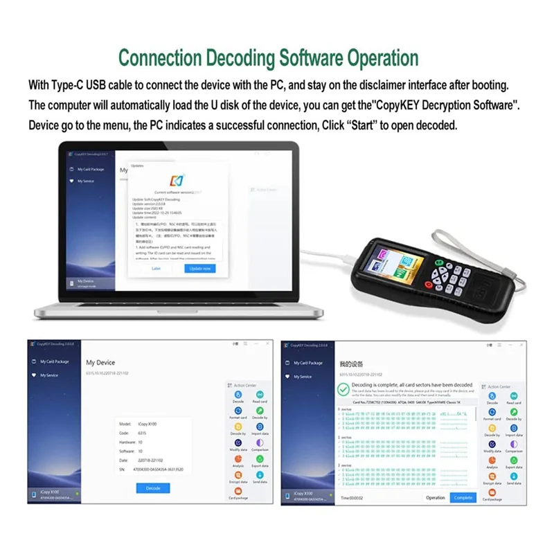 Многочастотный программатор смарт-карт RFID Считыватель Дубликатор считыватель