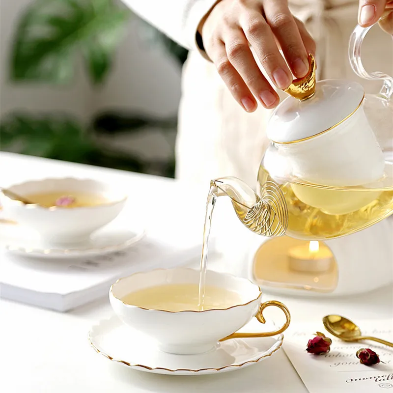 

Porcelain Tea Cup With Spoon Saucer Set Ceramic Tea Cup English Bone China Cup Vintage Afternoon Teacup Coffee Cup