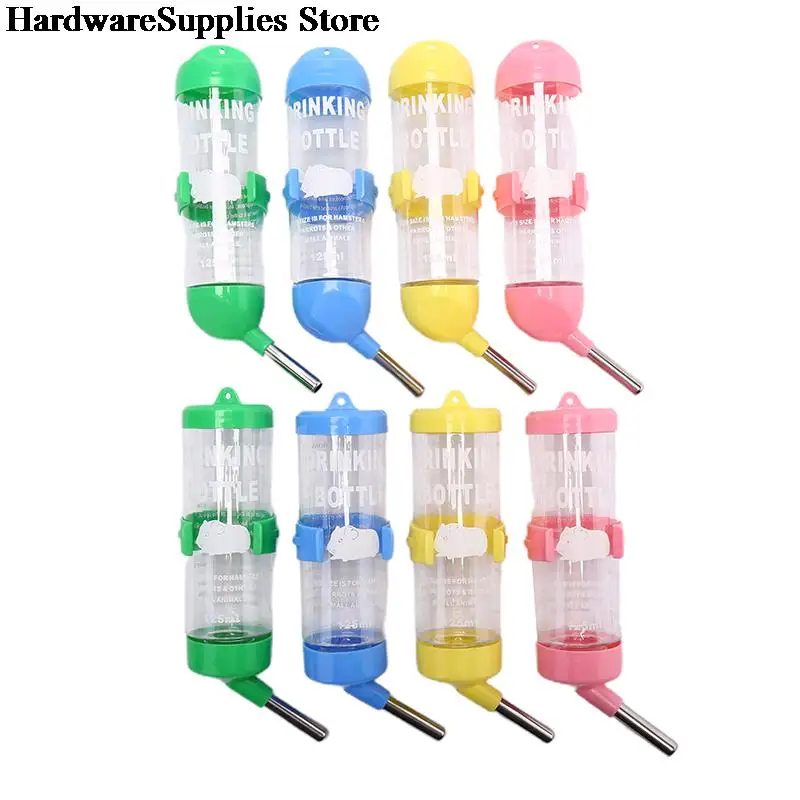 

80/125ml Plastic Dog Cat Hamster Drinker Water Bottle Dispenser Hanging Pet Drinking Bottle Random color 1pc