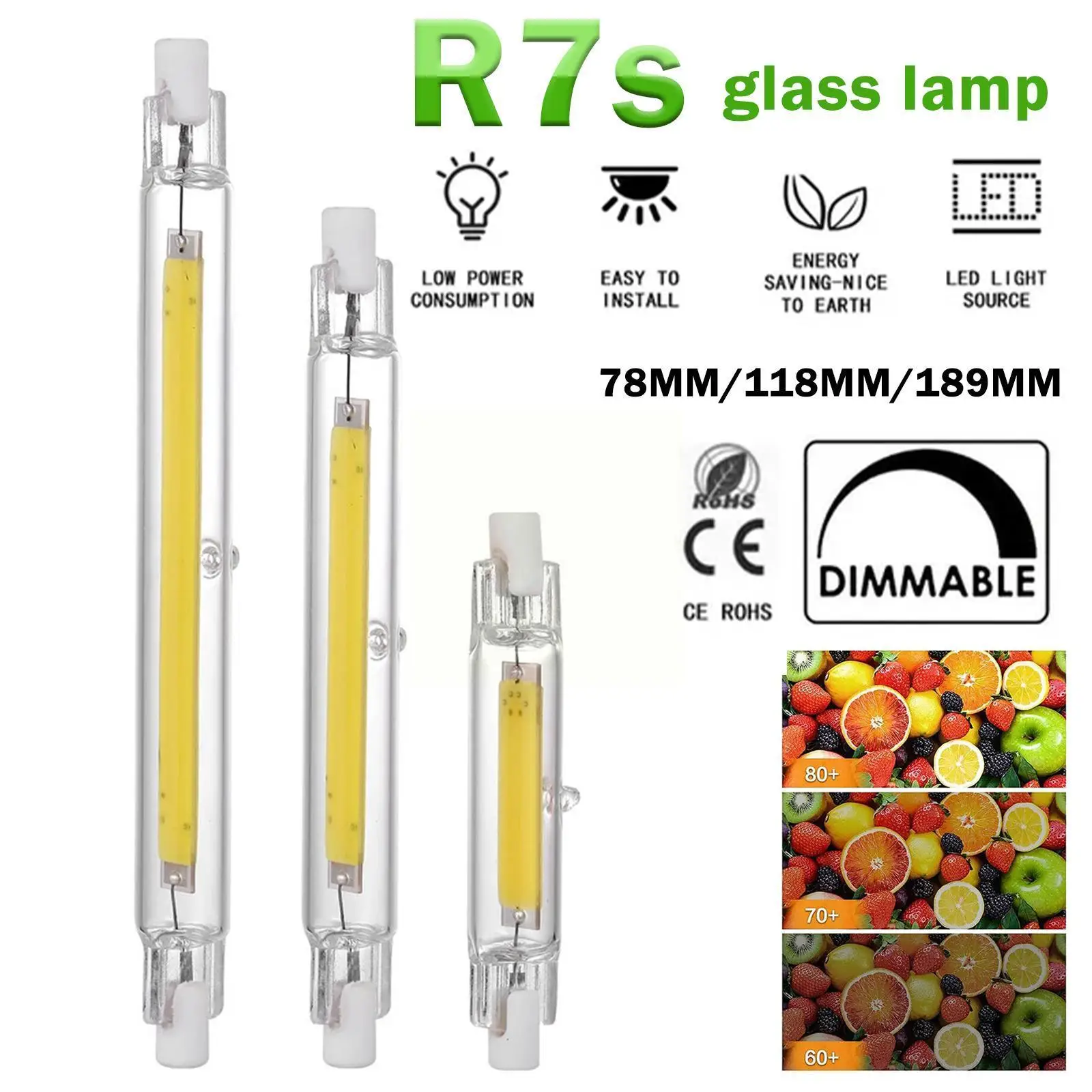 

LED R7s COB Glass Tube 118mm J118 78mm J78 COB Light 130V 120V Home Lamp Bulb Replace AC1110V Halogen 240V 220V 230V B0G8
