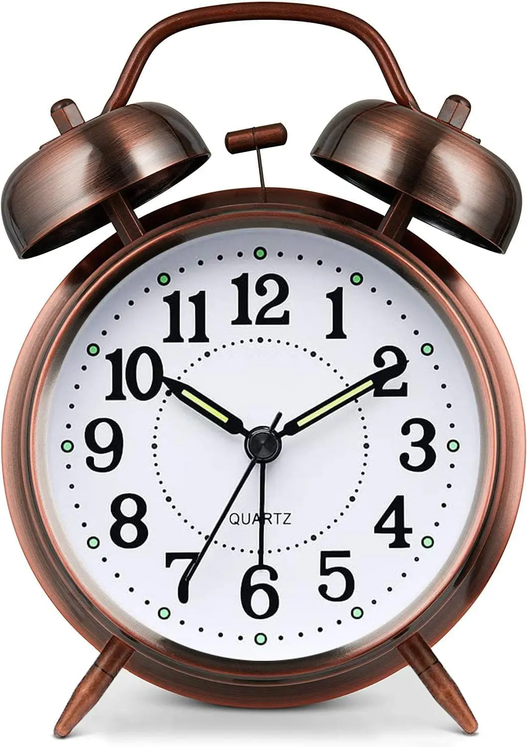 

Металлический громкий будильник с ночником