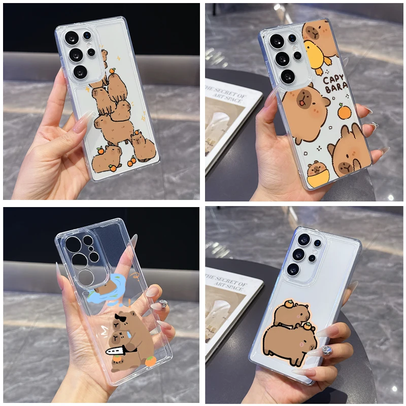 Фото Прозрачный мягкий чехол Orange Starlight Cute Bear для Samsung Galaxy S25 Ultra S20 FE S21 S22+ S23 Plus S24 S26 Edge №1