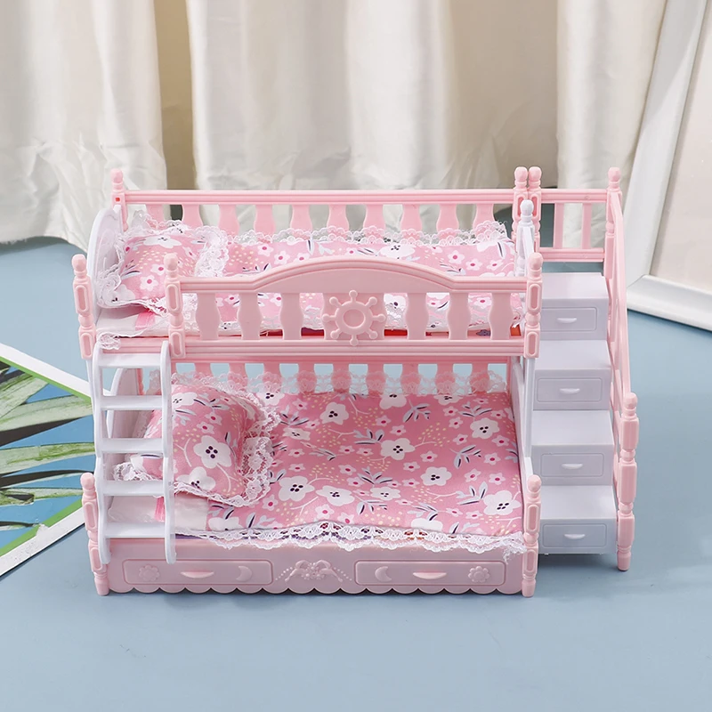 16cm Doll Bunk Bed Toy Accessories Quilt Pillow House European Princess Bed