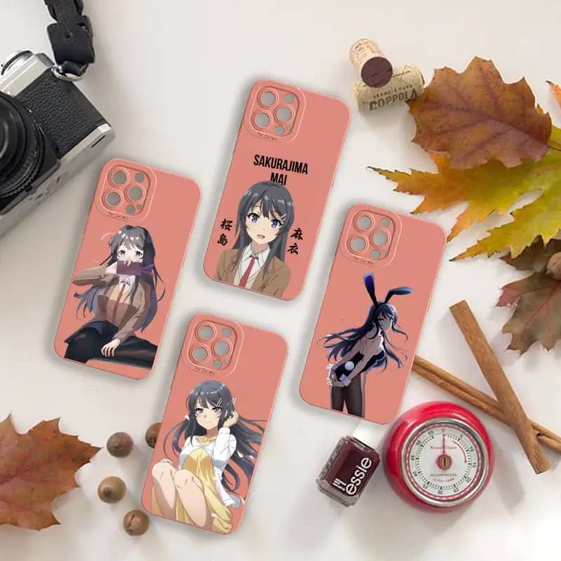 

Bunny Girl Senpai Sakurajima Mai Phone Case For iPhone 13 12 11 Pro MAX Mini X XS XR 7 8 Plus Camera Lens Liquid Silicone