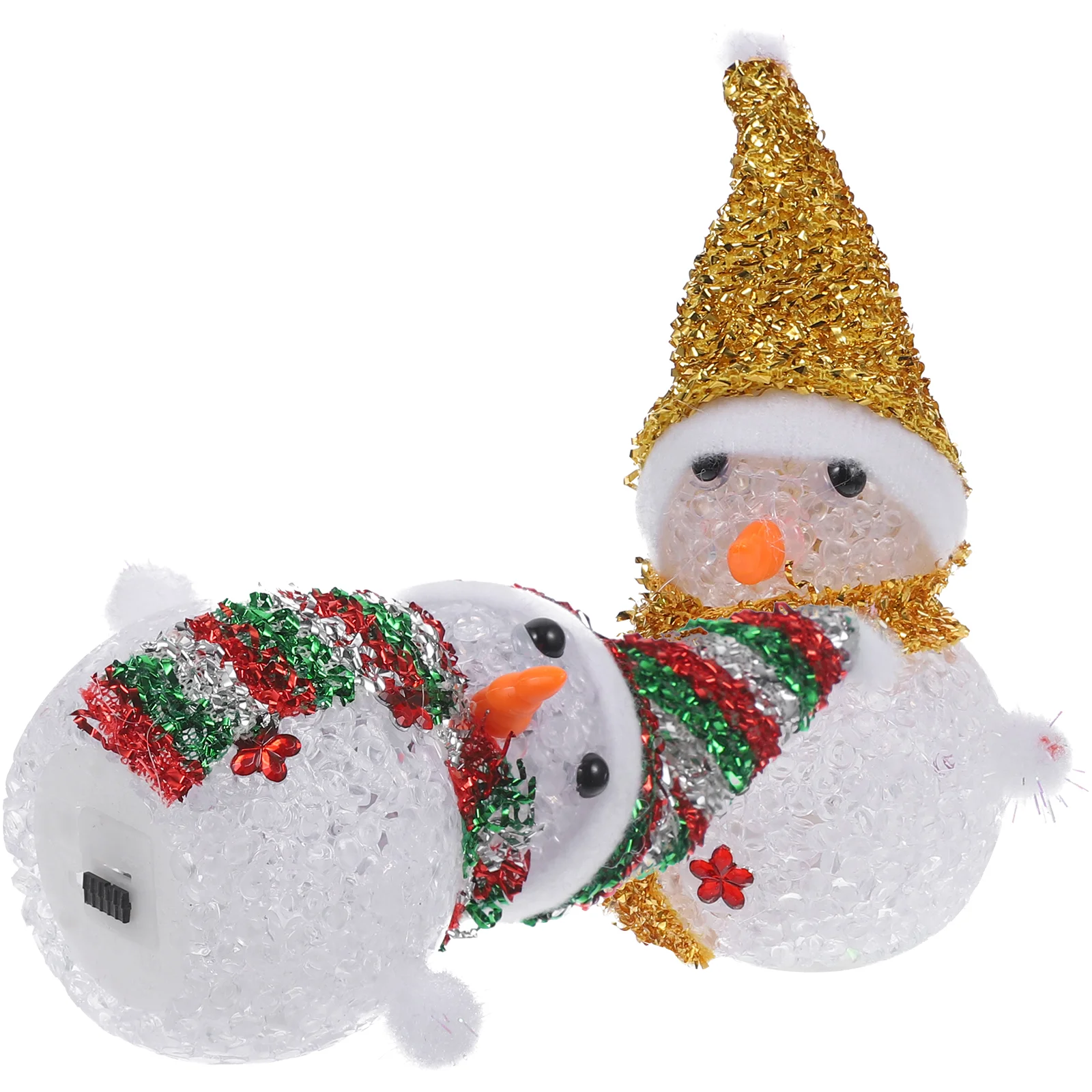 

2 PCS Christmas Night Light Snowman Ornament Lights Dining Table Decor Xmas LED Pvc Crystal Particles Elder Astetic Room