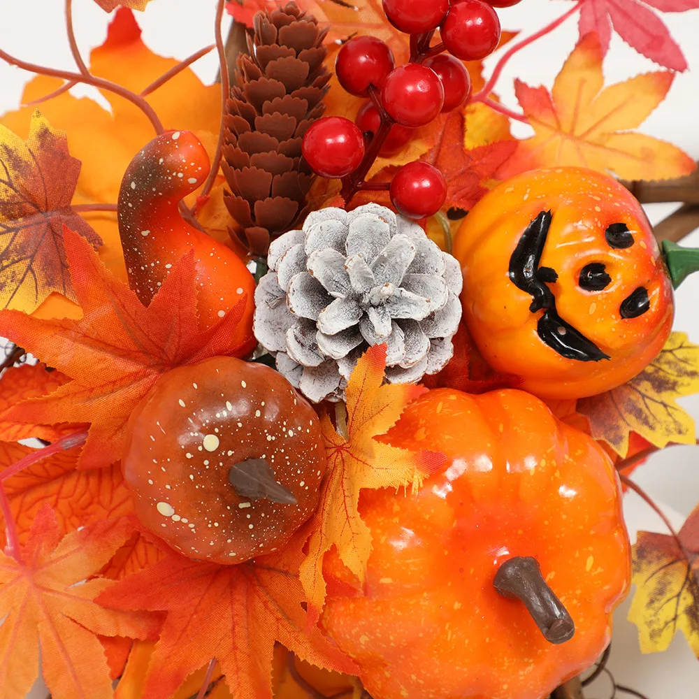 

Artificial Five-pointed Star Pumpkin Maple Leaf Wreath Rattan Pendant Halloween Harvest Festival Home Garden Shopping Mall Decor