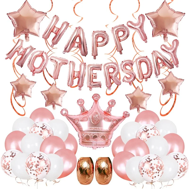 

16-дюймовый роскошный набор воздушных шаров с пожеланиями на день матери, ранний латексный шар, корона, День матери, праздничные украшения, п...