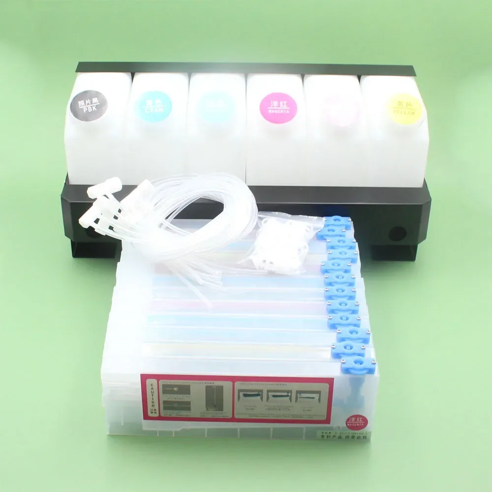 6 резервуаров + 12 горизонтальных картриджей система объемных чернил CISS для