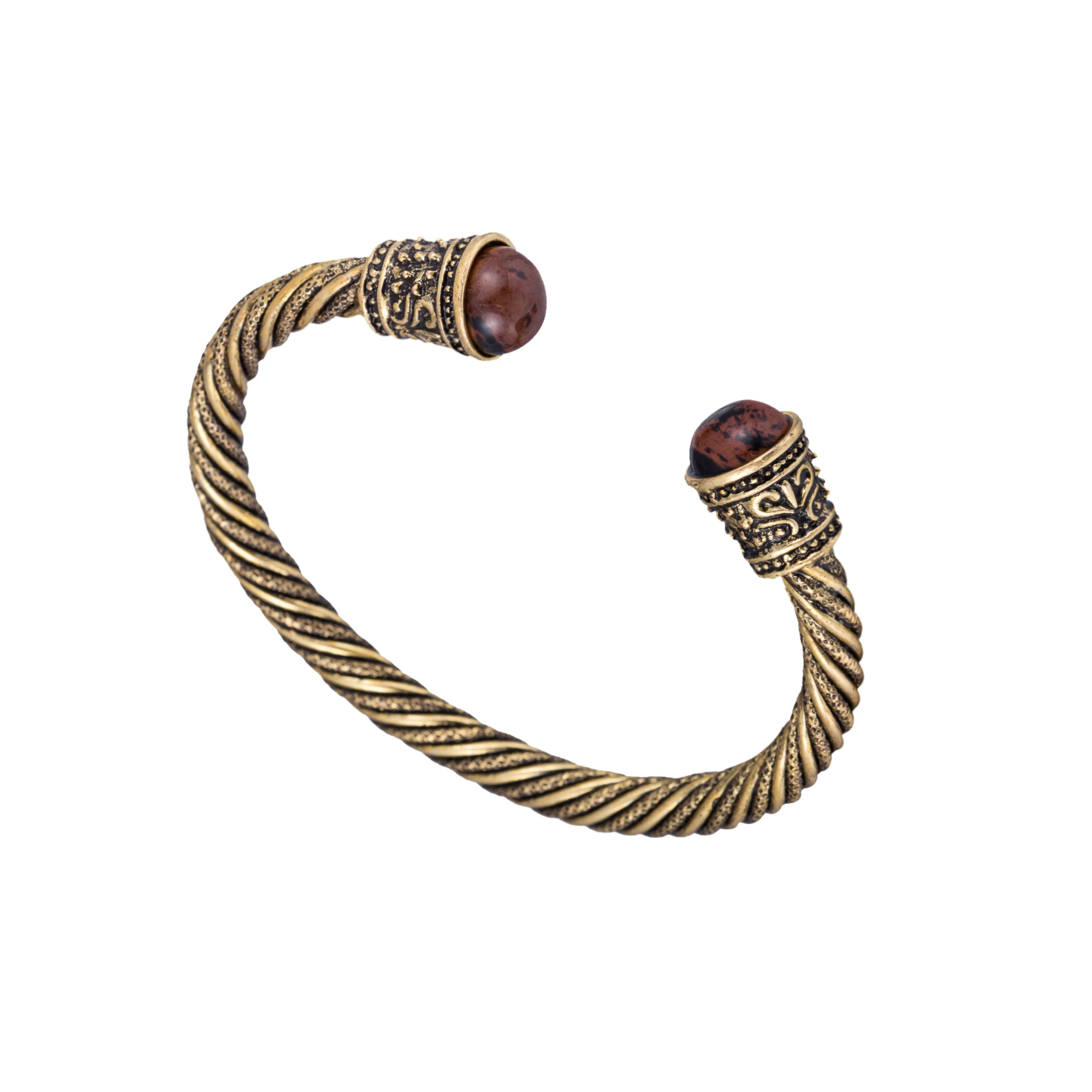 Dreamtimes Wooden Bead Bracelets & Bangles Viking Bangles Antique Gold Color Indian Jewelry Supernatural Pagan Metal Bracelet images - 6